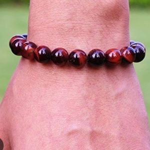 Red Tigers Eye Gemstone Yoga Beaded Bracelet 8mm